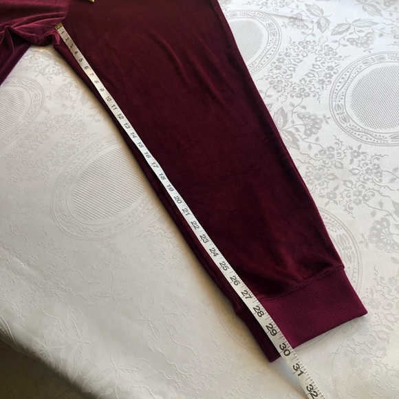 Michael Kors Burgundy Velvet Drawstring Sweatpants Women’s Size L Elastic Waist - Picture 10 of 16